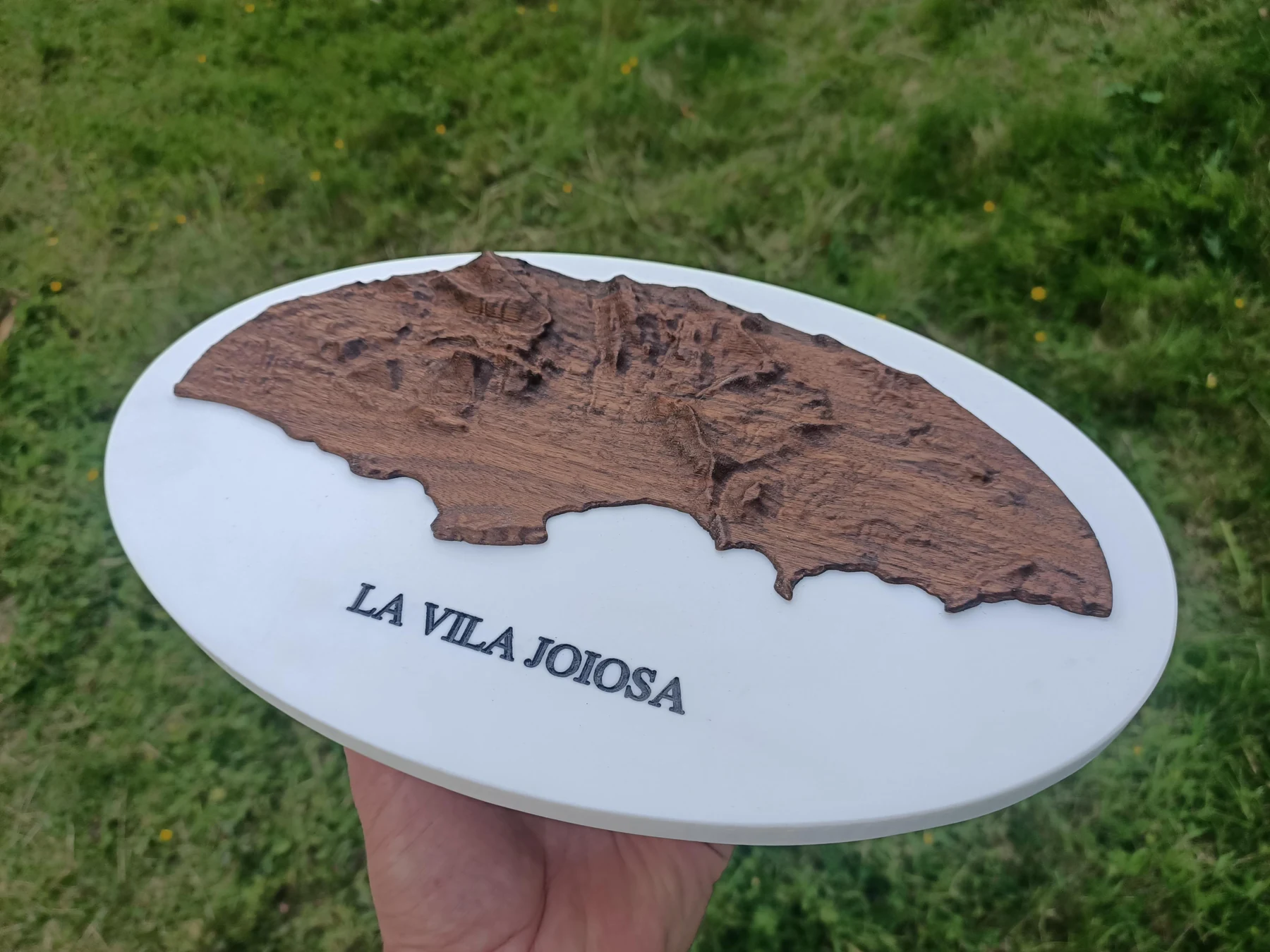 Small timber relief on a white base labelled La Vila Joiosa